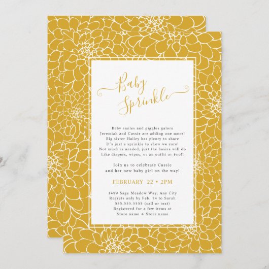 フローラエレガントフレーム色変更ベビー振り掛け 招待状 (正面/裏面)