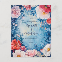 フローラエレガントフレームVintageウェディング日付の保存 案内ポストカード
