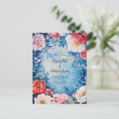 フローラエレガントフレームVintageウェディング日付の保存 案内ポストカード (スタンド正面)