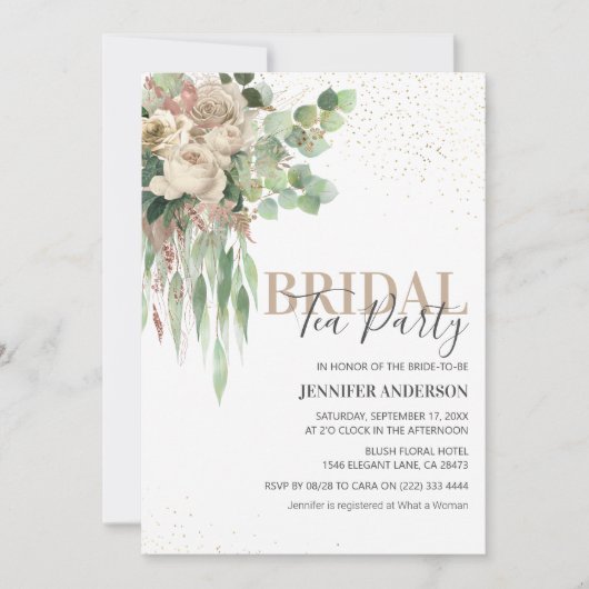 フローラエレガントブライダルシャワーティーパーティー 招待状 (正面)