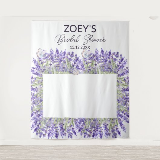 フローラエレガントブライダルシャワーフォトブース背景 タペストリー (正面)