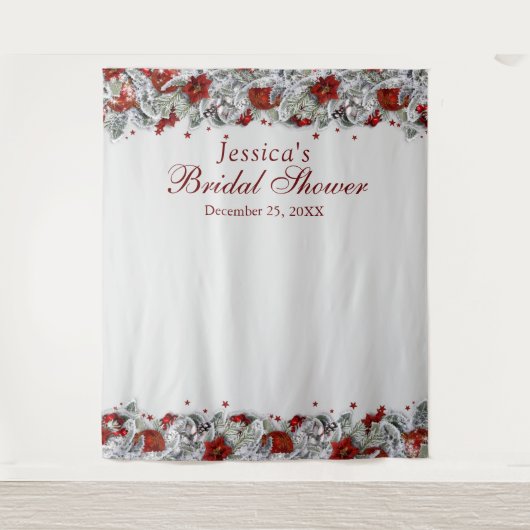 フローラエレガントブライダルシャワーフォトブース背景 タペストリー (正面)