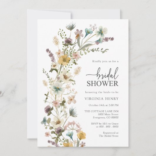 フローラエレガントブライダルシャワー招待 招待状 (正面)