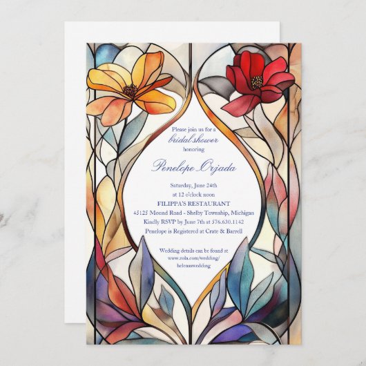 フローラエレガントブライダルシャワー招待 招待状 (正面/裏面)