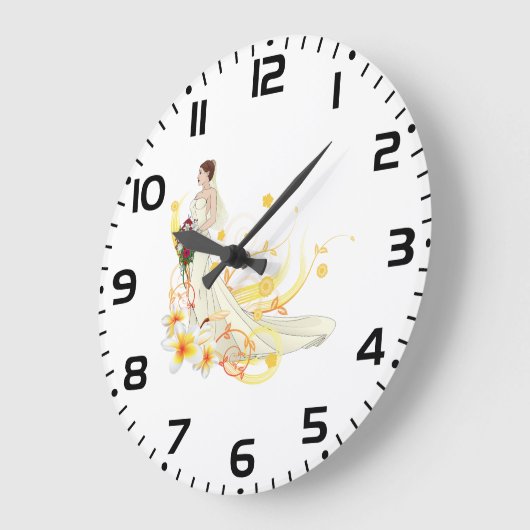 フローラエレガントブライドロマン結婚ティックデザイン ラージ壁時計 (傾斜)