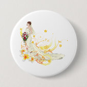 フローラエレガントブライドロマン結婚ティックデザイン 缶バッジ (正面)