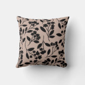 フローラエレガントブラックの花が咲き乱れるピンク クッション (裏面)