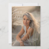 フローラエレガントブラックオフホワイトフォト60誕生日 招待状 (正面)