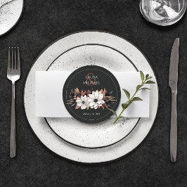 フローラエレガントブラックラストラウンド紙コースター ラウンドペーパーコースター