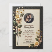 フローラエレガントブラック&クリーム結婚式招待状 招待状 (正面)