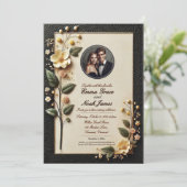 フローラエレガントブラック&クリーム結婚式招待状 招待状 (スタンド正面)