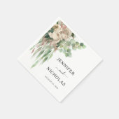 フローラエレガントブラック&ホワイトペオニー結婚ズ スタンダードカクテルナプキン (角)