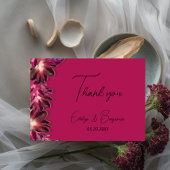 フローラエレガントブルグンディ結婚ズ サンキューカード