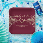 フローラエレガントブルグンディ結婚ズ ペーパープレート (パーティー)