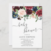 フローラエレガントブルゴーニュとブルーベビーシャワー 招待状 (正面)