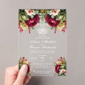 フローラエレガントブルゴーニュバラ2イスラム結婚教徒 アクリル招待状 (インサイチュ (ポータブル))