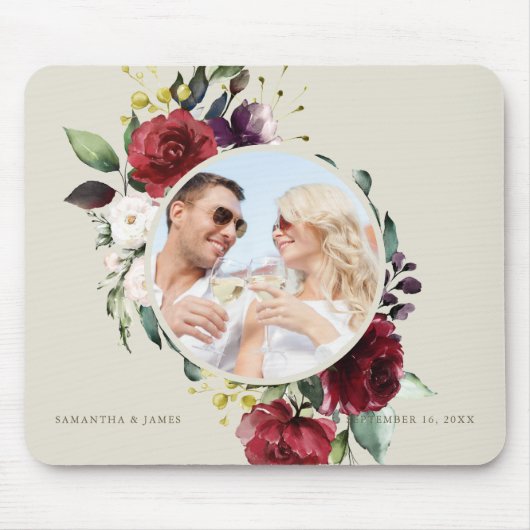 フローラエレガントブルゴーニュピンクリース写真 マウスパッド (正面)