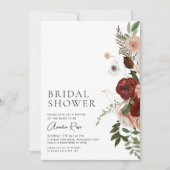 フローラエレガントブルゴーニュ文字ブライダルシャワー 招待状 (正面)