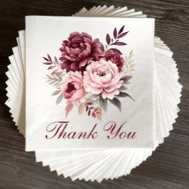 フローラエレガントブルゴーニュ水彩牡丹結婚の スタンダードランチョンナプキン