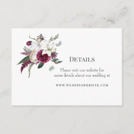 フローラエレガントブルゴーニュ水結婚色の エンクロージャーカード