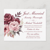 フローラエレガントブルゴーニュ牡丹たった今結婚しました結婚ズ 案内ポストカード (正面)