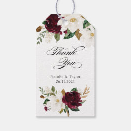 フローラエレガントブルゴーニュ白マグノリア結婚ズ ギフトタグ