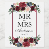 フローラエレガントブルゴーニュ結婚ーの ワインラベル (シングルラベル)