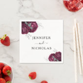 フローラエレガントブルゴーニュ結婚ー牡丹 スタンダードカクテルナプキン (インサイチュ)