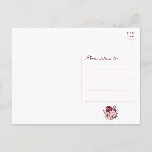 フローラエレガントブルゴーニュ結婚ー・牡丹 ポストカード (裏面)