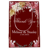 フローラエレガントブルゴーニュ金ゴールドユーカリ結婚ス ミディアムペーパーバッグ (正面)