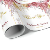 フローラエレガントブルゴーニュ金ゴールドユーカリ結婚ス ラッピングペーパー (ロールコーナー)