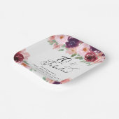 フローラエレガントブルゴーニュ・ピンク70th誕生日パーティー ペーパープレート (傾斜あり)