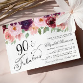 フローラエレガントブルゴーニュ・ピンク90th誕生日パーティー 招待状