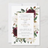 フローラエレガントブルゴーニュMagnolia Greeneryフレーム 招待状 (正面)