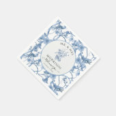 フローラエレガントブルーとホワイトウェディングレセプション スタンダードカクテルナプキン (角)