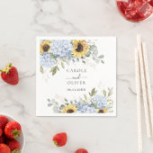 フローラエレガントブルーアジサイひまわり結婚の花 スタンダードカクテルナプキン (インサイチュ)