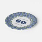 フローラエレガントブルーアジサイ60th誕生日パーティー ペーパープレート (アングル)