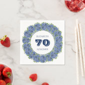 フローラエレガントブルーアジサイ70th誕生日パーティー スタンダードカクテルナプキン (インサイチュ)