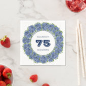 フローラエレガントブルーアジサイ75thバースデーパーティー スタンダードカクテルナプキン (インサイチュ)