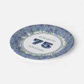 フローラエレガントブルーアジサイ75thバースデーパーティー ペーパープレート (アングル)