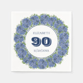 フローラエレガントブルーアジサイ90th誕生日パーティー スタンダードカクテルナプキン (正面)