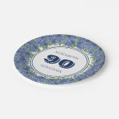 フローラエレガントブルーアジサイ90th誕生日パーティー ペーパープレート (アングル)