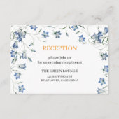 フローラエレガントブルーウェディングレセプションのみ エンクロージャーカード (正面)