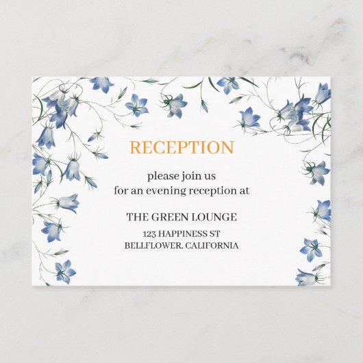 フローラエレガントブルーウェディングレセプションのみ エンクロージャーカード (正面)