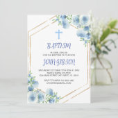 フローラエレガントブルークロスバプティスボーイ招待状 招待状 (スタンド正面)