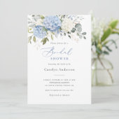 フローラエレガントブルーホワイトアジサイブライダルシャワー 招待状 (スタンド正面)