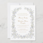 フローラエレガントブルーワイルドフラワーリース結婚ズ 招待状 (正面)