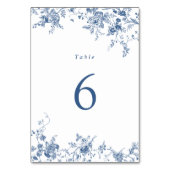 フローラエレガントブルーヴィンテージ結婚式のテーブル番号 テーブルナンバー (裏面)