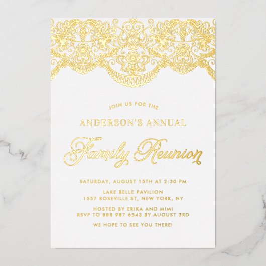 フローラエレガントブロケードレースファミリー懇親会 箔招待状 (正面)