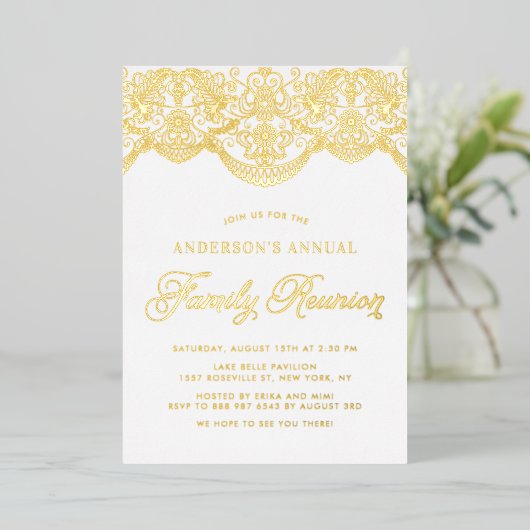 フローラエレガントブロケードレースファミリー懇親会 箔招待状 (立ち正面)